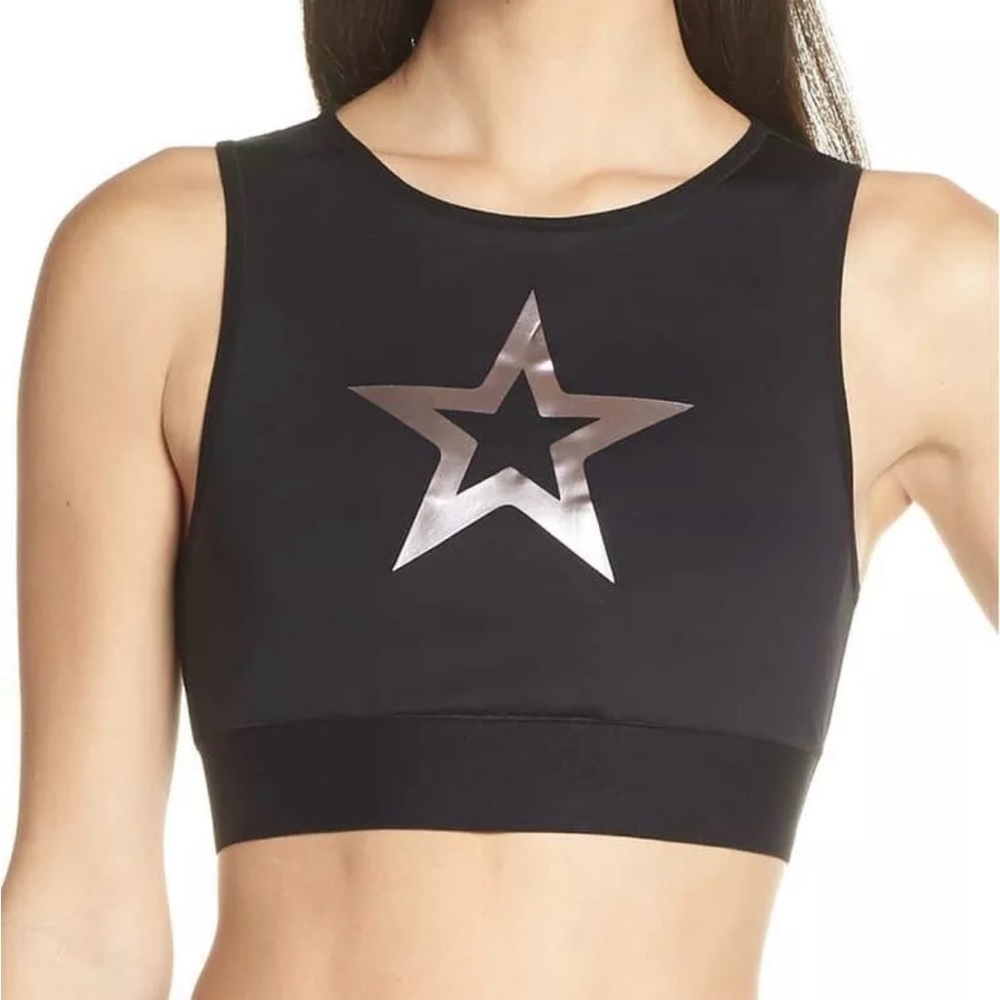 New Ultracor Level Silk Dropout KO Star Crop Top Sports Bra XS Black / Silver